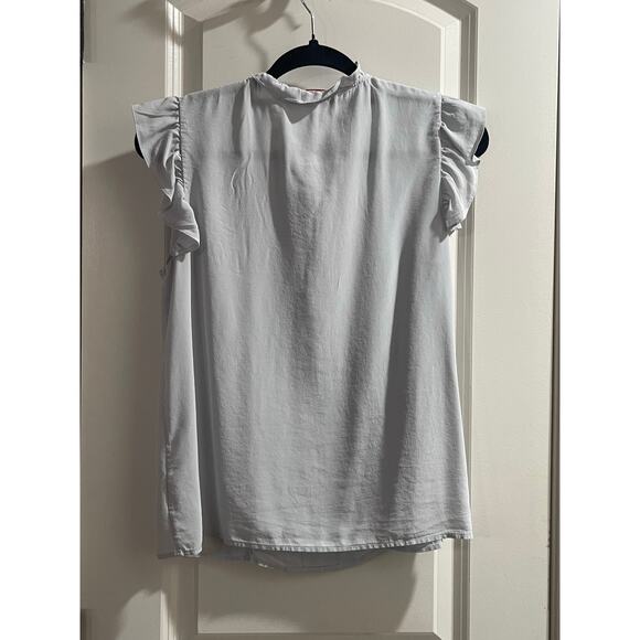 Tory Burch Silk Ruffle Shell Top Classic Light Blue - EUC 4 - Picture 8 of 9